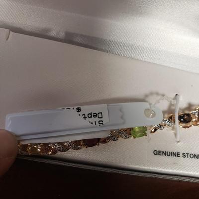 Three Identical 18K over Sterling Stone Bracelets & a Set of Earrings & Pendant (ST-KD)