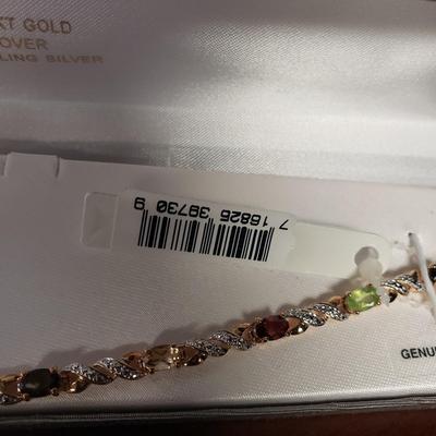 Three Identical 18K over Sterling Stone Bracelets & a Set of Earrings & Pendant (ST-KD)