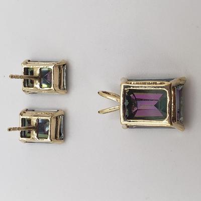 Three Identical 18K over Sterling Stone Bracelets & a Set of Earrings & Pendant (ST-KD)