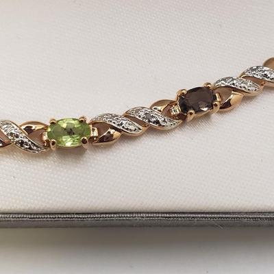 Three Identical 18K over Sterling Stone Bracelets & a Set of Earrings & Pendant (ST-KD)