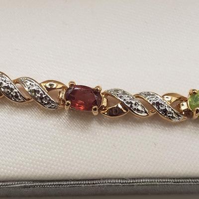 Three Identical 18K over Sterling Stone Bracelets & a Set of Earrings & Pendant (ST-KD)