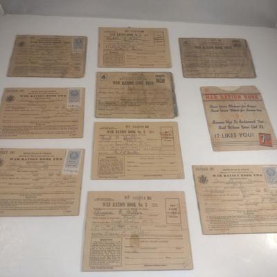 Collection of War Ration Stamp Books