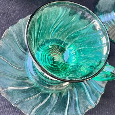 Lot 46 Ultra Marine Swirl Jeannette Glass Depression Era group