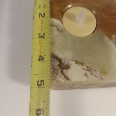 Alabaster/Onyx Two Cavity Candle Holder