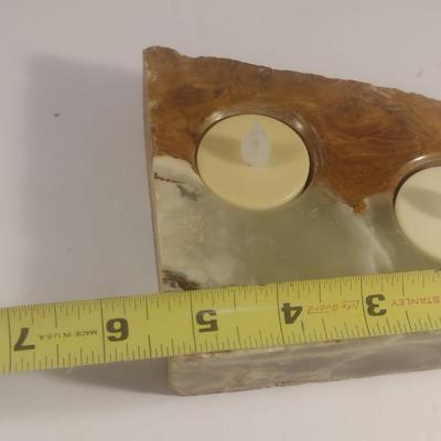 Alabaster/Onyx Two Cavity Candle Holder