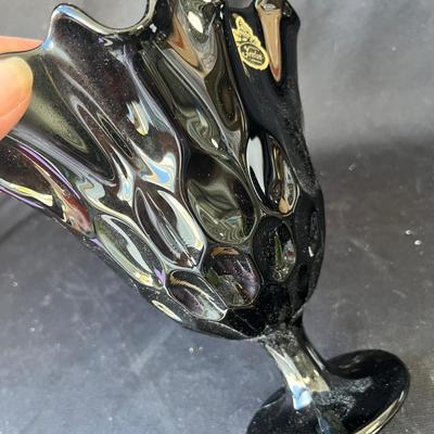 Lot 48 Fenton Black Glass Swung vase
