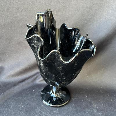 Lot 48 Fenton Black Glass Swung vase