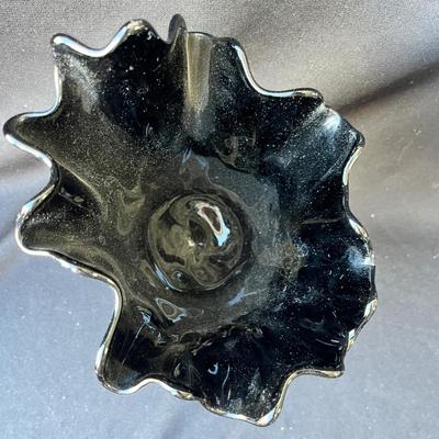 Lot 48 Fenton Black Glass Swung vase