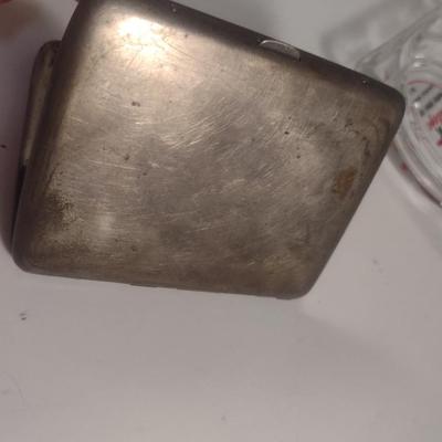 Collection of Tobacco Theme Items- Ashtray, Cigarette Case, Stamped Clay Home Decor