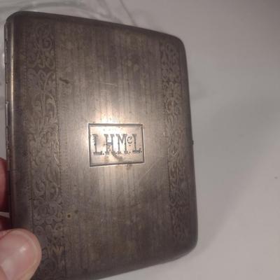 Collection of Tobacco Theme Items- Ashtray, Cigarette Case, Stamped Clay Home Decor