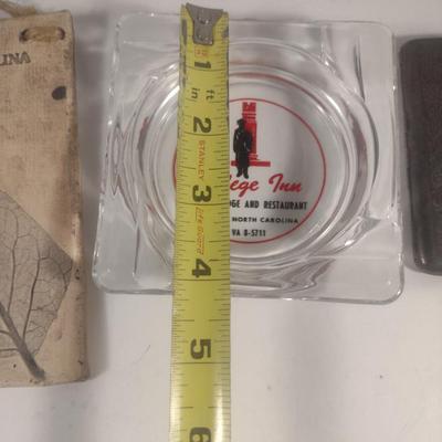 Collection of Tobacco Theme Items- Ashtray, Cigarette Case, Stamped Clay Home Decor