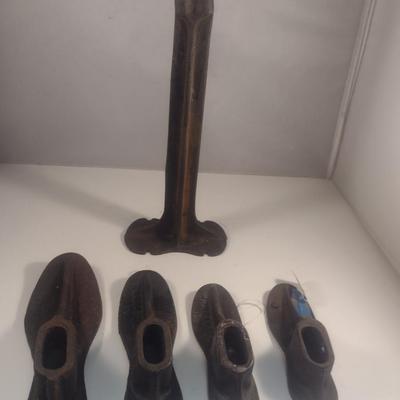 Vintage Cast Iron Shoe Lasts and Stand