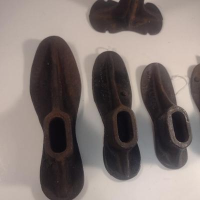 Vintage Cast Iron Shoe Lasts and Stand