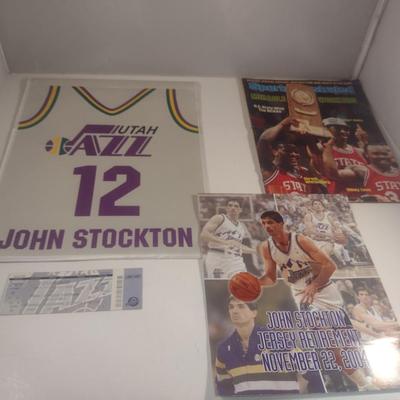 Sports Memorabilia- John Stockton Jersey Retirement and Sports Illustrated NC State 1983 Championship