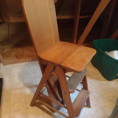 Antique 3-in-1 Combination Wooden Step Stool, Chair, and Ironing Board