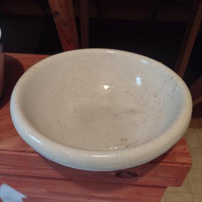 Pottery Basin and Enameled Chamber Pot