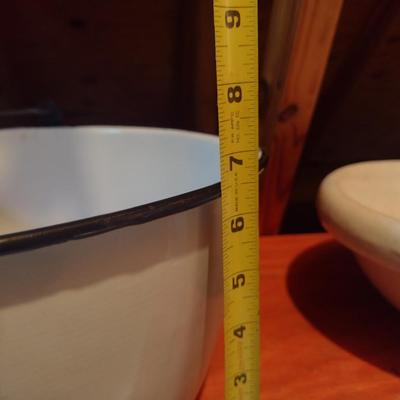Pottery Basin and Enameled Chamber Pot