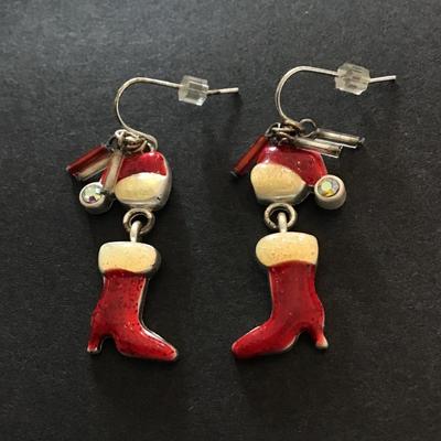 Cute Christmas boots & hats dangle earrings