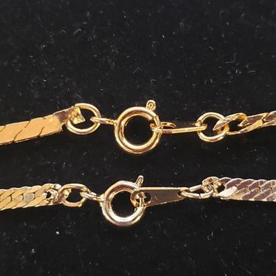 Brass Choker with Stone Pendant and Two Gold Necklaces (ST-KD)