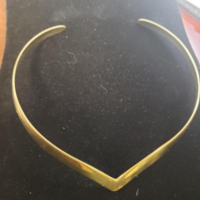 Brass Choker with Stone Pendant and Two Gold Necklaces (ST-KD)