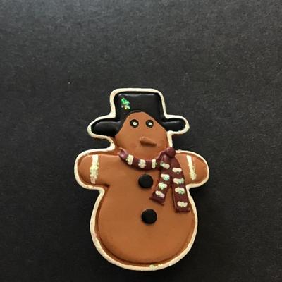 Cute vintage gingerbread snowman brooch