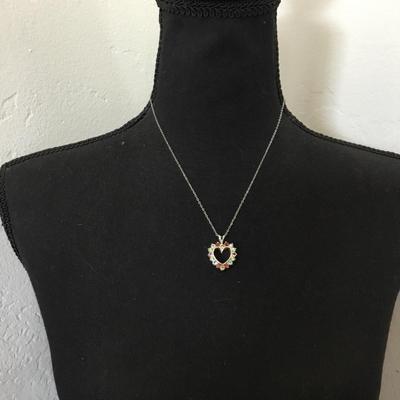 Vintage, sterling silver, crystal heart charm, pendant, thick double sided