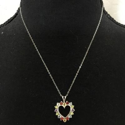 Vintage, sterling silver, crystal heart charm, pendant, thick double sided