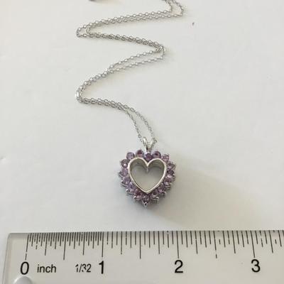 Vintage, sterling silver, crystal heart charm, pendant, thick double sided