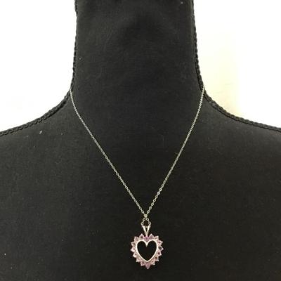 Vintage, sterling silver, crystal heart charm, pendant, thick double sided