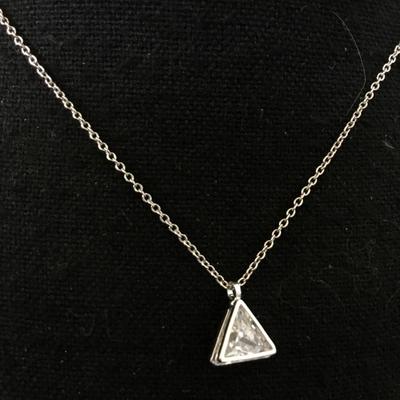 Beautiful, tiny, sparkling triangle, pendant, necklace, silver plated