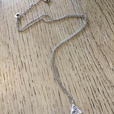 Beautiful, tiny, sparkling triangle, pendant, necklace, silver plated