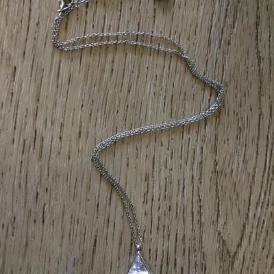 Beautiful, tiny, sparkling triangle, pendant, necklace, silver plated