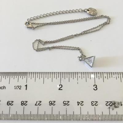 Beautiful, tiny, sparkling triangle, pendant, necklace, silver plated
