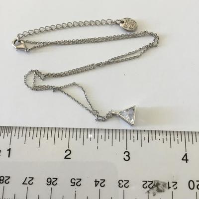 Beautiful, tiny, sparkling triangle, pendant, necklace, silver plated
