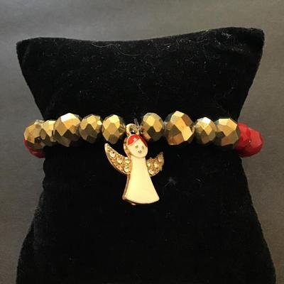 Vintage Christmas beaded stretch bracelet