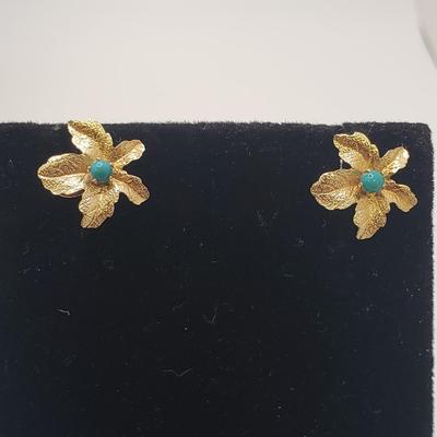 Carved Stone and Gold Leaf Pendants w/ 10K & 14K (ST-KD)