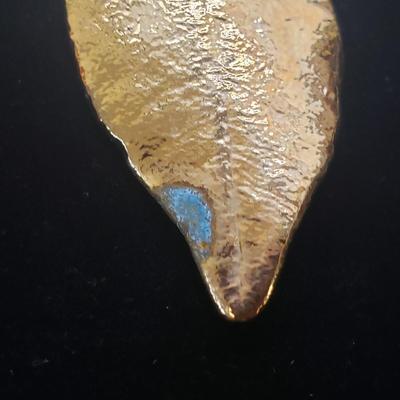 Carved Stone and Gold Leaf Pendants w/ 10K & 14K (ST-KD)