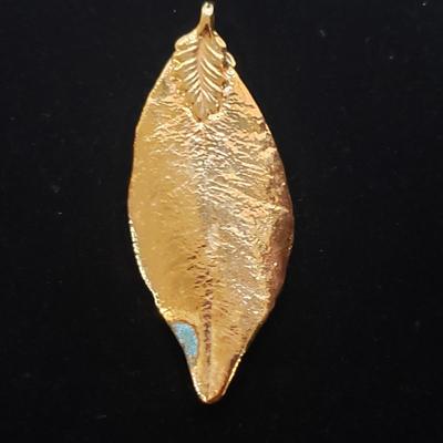 Carved Stone and Gold Leaf Pendants w/ 10K & 14K (ST-KD)