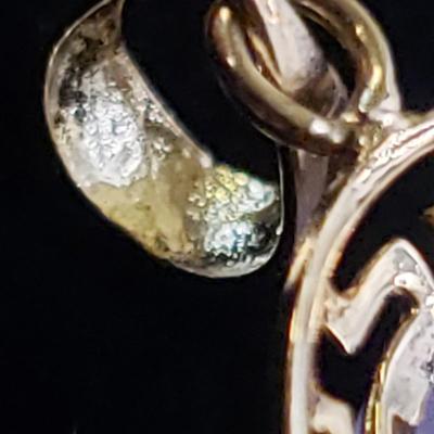 Carved Stone and Gold Leaf Pendants w/ 10K & 14K (ST-KD)