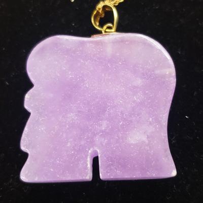 Carved Stone and Gold Leaf Pendants w/ 10K & 14K (ST-KD)