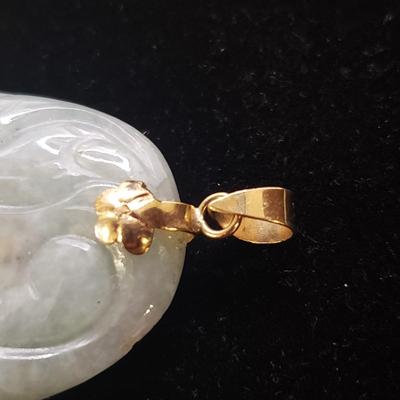 Carved Stone and Gold Leaf Pendants w/ 10K & 14K (ST-KD)