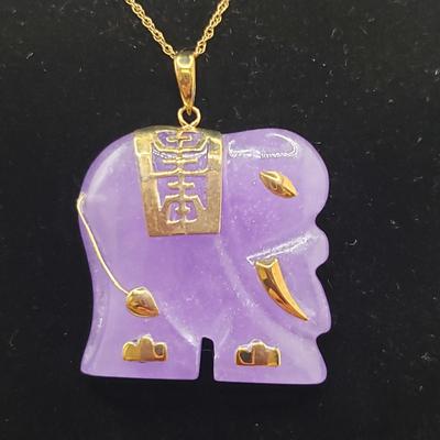 Carved Stone and Gold Leaf Pendants w/ 10K & 14K (ST-KD)