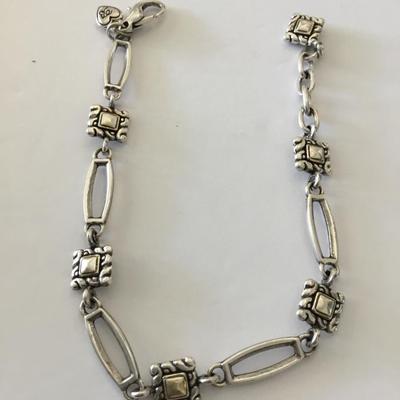 Vintage Brighton, two-tone Silver-tone and gold link chain bracelet