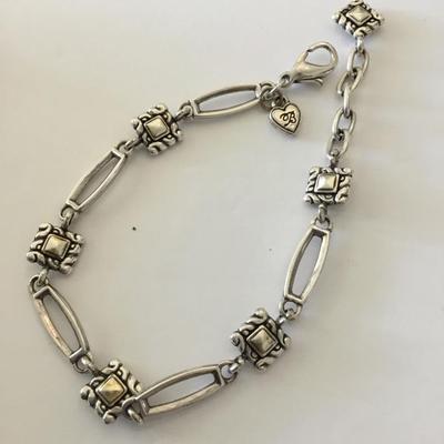 Vintage Brighton, two-tone Silver-tone and gold link chain bracelet
