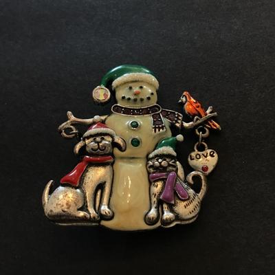 K.C. signed Christmas brooch pin