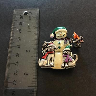 K.C. signed Christmas brooch pin