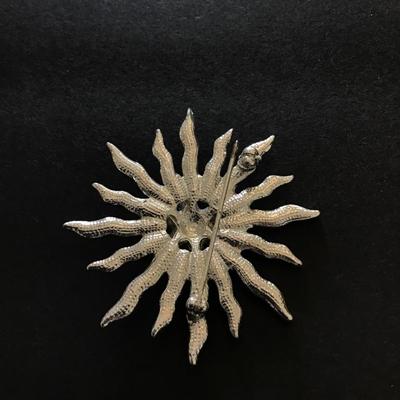 Vintage Rhinestone star sun brooch