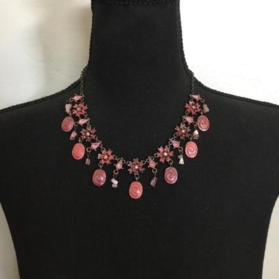 Beautiful vintage enamel flower statement, necklace