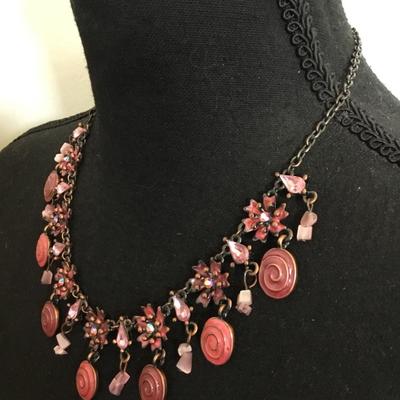 Beautiful vintage enamel flower statement, necklace