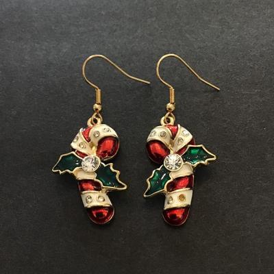 Candy cane dangle earrings